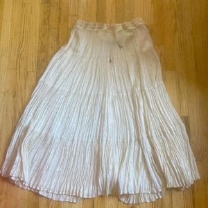 cream flowey skirt with metallic details